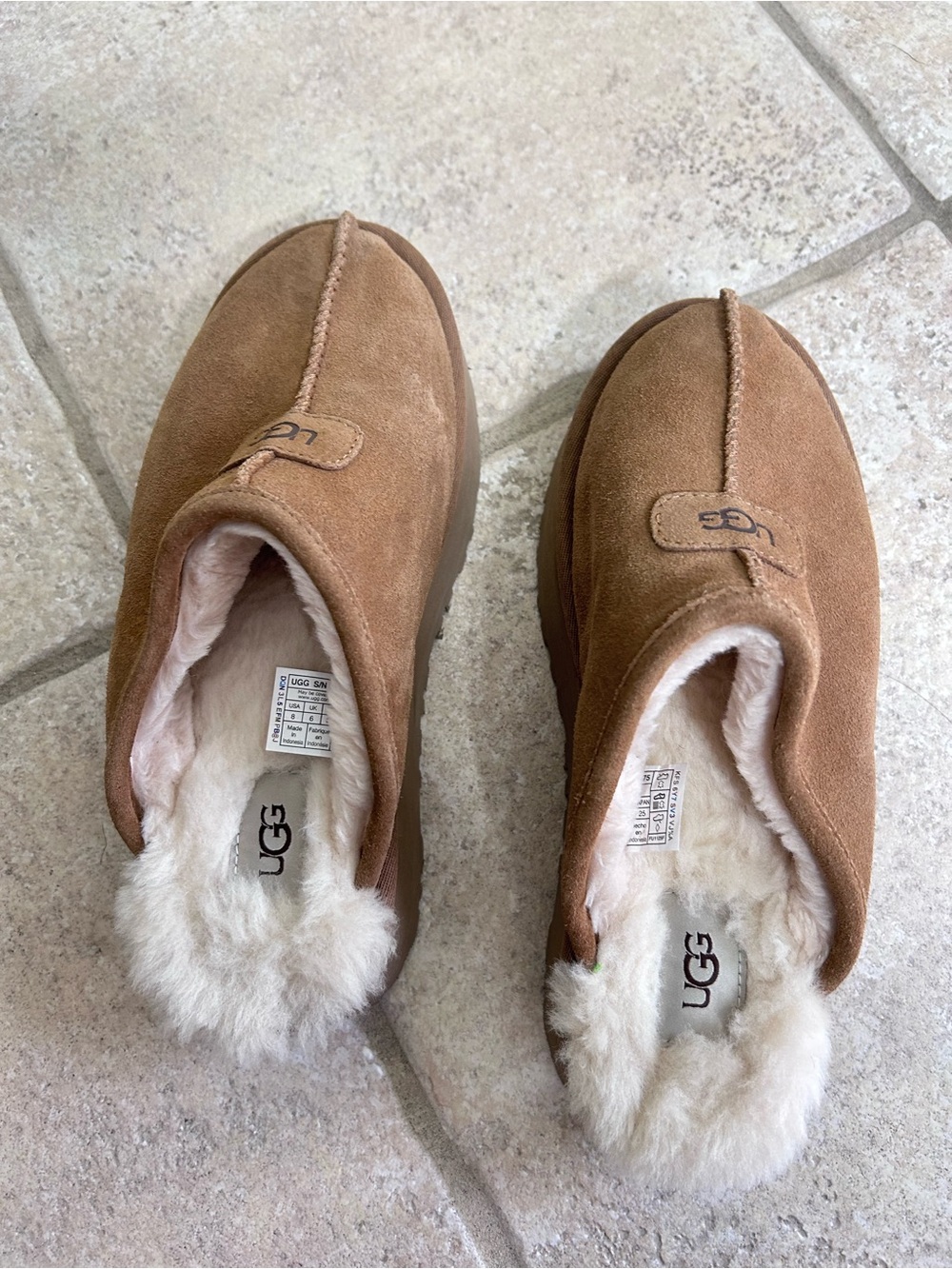 UGG Chestnut Suede Cozy Shearling Slip-Ons